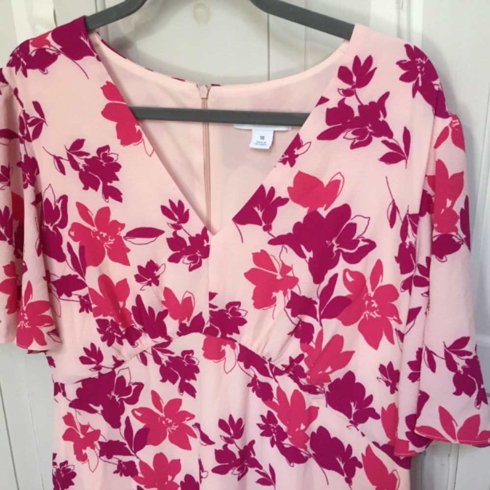 Liz Claiborne Pink Floral Short Sleeve Midi Dress - Picture 10 of 16